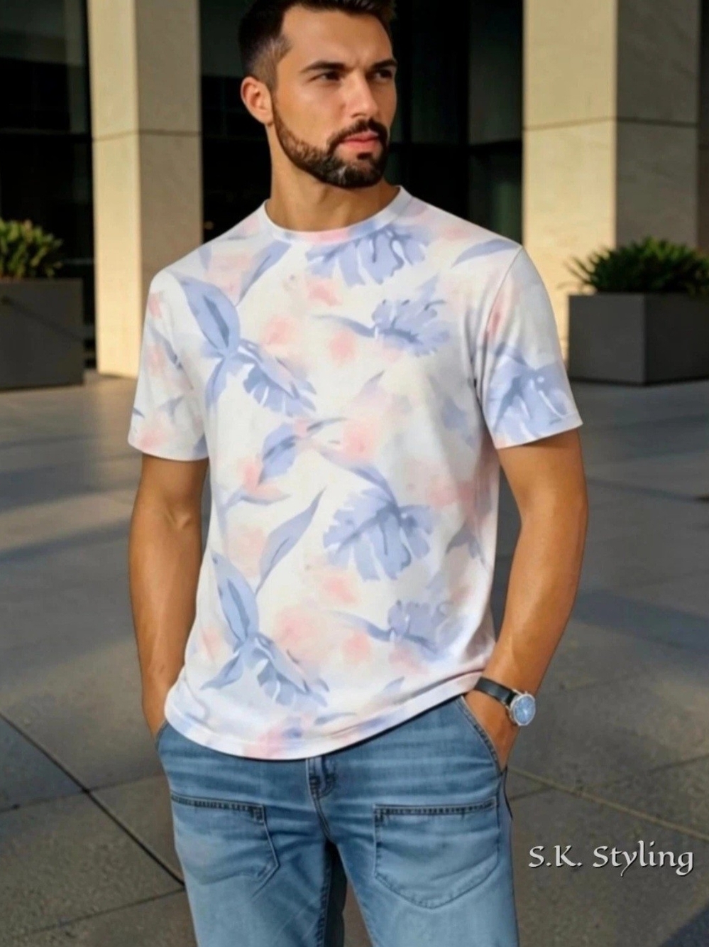 American Eagle Super Soft Standard Fit Reverse Floral Print T-Shirt men's size S